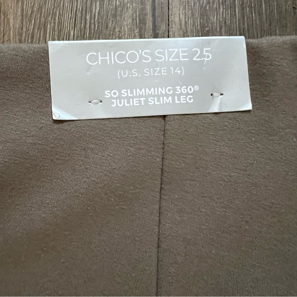 NWT Chico’s So Slimming 360 Juliet Ponte Trim Detail Slim Ankle Pants Khaki 14 - Picture 9 of 15